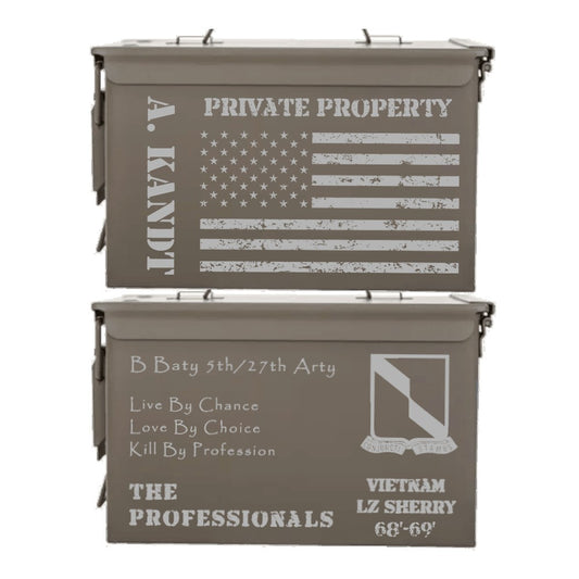 Ammo Can - Distressed Flag/LZ Sherry TAN AVDC INK